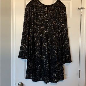 MATERIAL GIRL long sleeve black gold lace dress